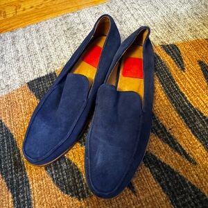 Elegant Navy Suede Women's Loafers